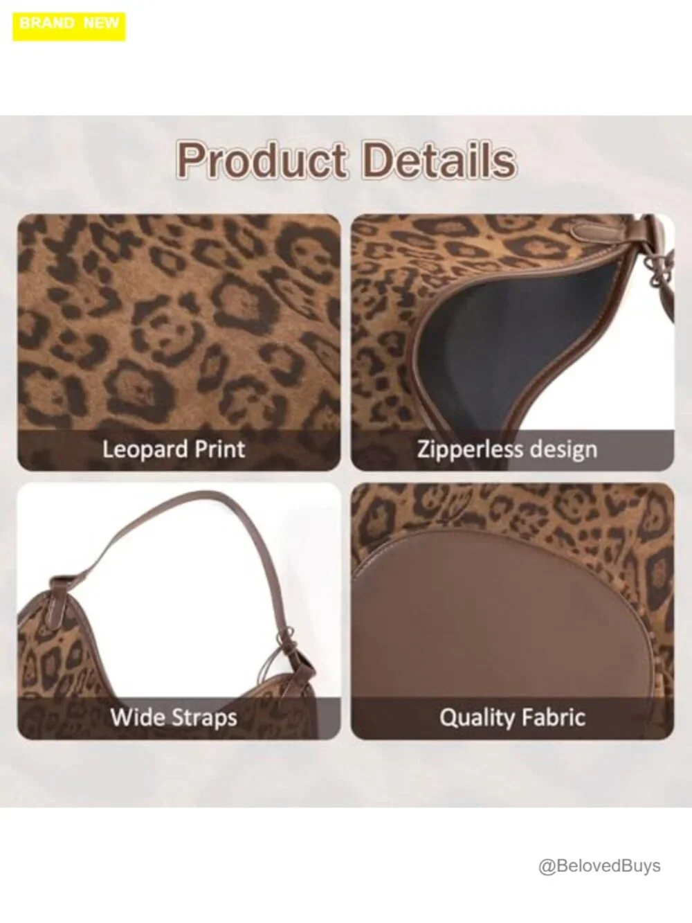 Faux Suede Leather Leopard Tote Bag for Women Large Capacity Hobo Purse with - Picture 6 of 7